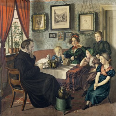 Pastor Johann Wilhelm Rautenberg y su familia, 1833 de Carl Julius Milde